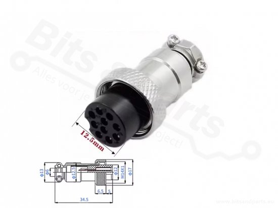 Signal connector Aviation GX16 10 pin male/female